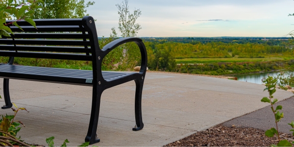 Wishbone All Metal Mountain Classic Bench at the River Valley Initiative East Trail in Edmonton Alberta